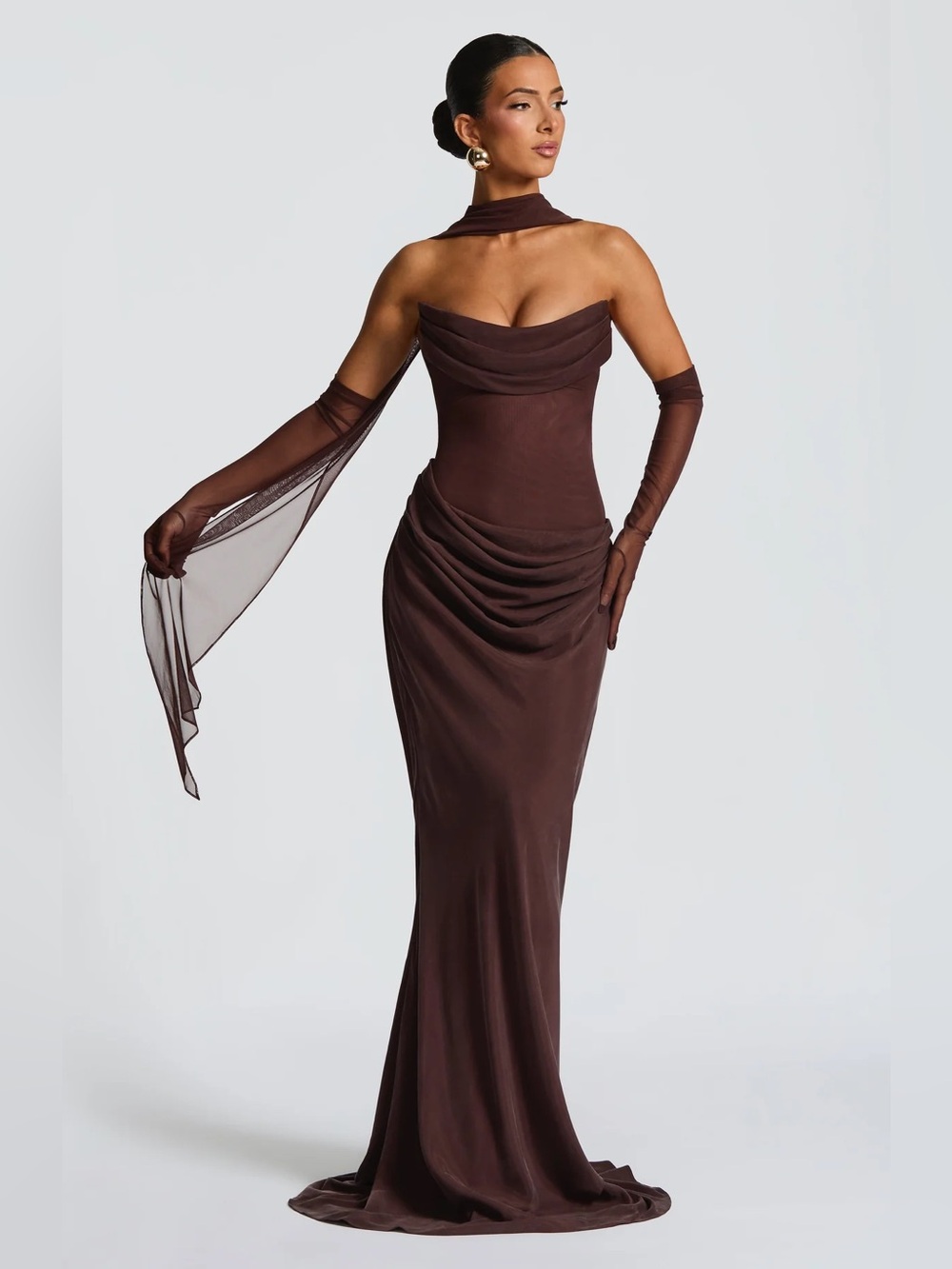 New BabyBoo LIORA MAXI DRESS PLUM BROWN Size Small - Picture 2 of 16